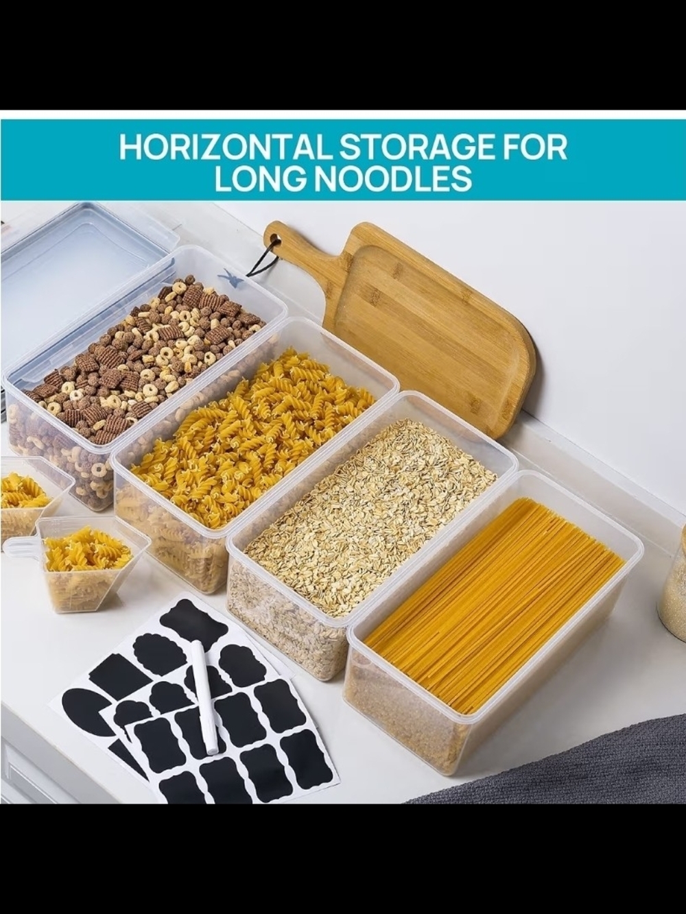 Clear Plastic Pantry Storage Container Set - White Lids